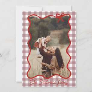 Rustic God jul Hand plockade Red Bow Julkort