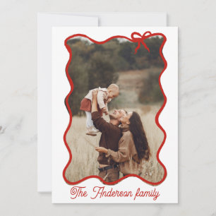 Rustic God jul Hand plockade Red Bow Julkort