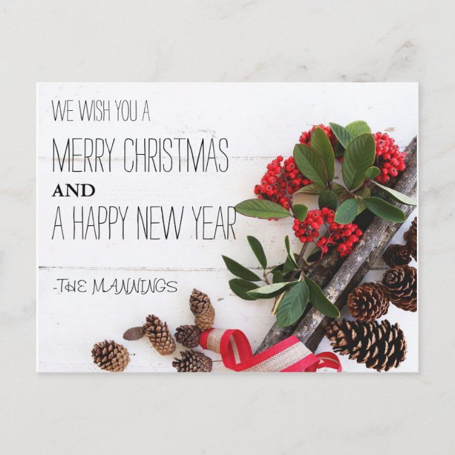 RUSTIC GOD JUL | HELGDAG PHOTO POSTCARD HELG VYKORT (Framsida)