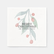 Rustic God jul Holly Berry Watercolor red