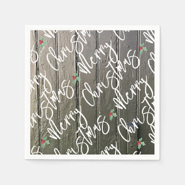 Rustic God jul Holly Black Barn Door Farm Pappersservett (Framsidan)