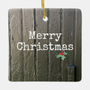 Rustic God jul Holly Photo Horse Barn Farm Julgransprydnad Keramik