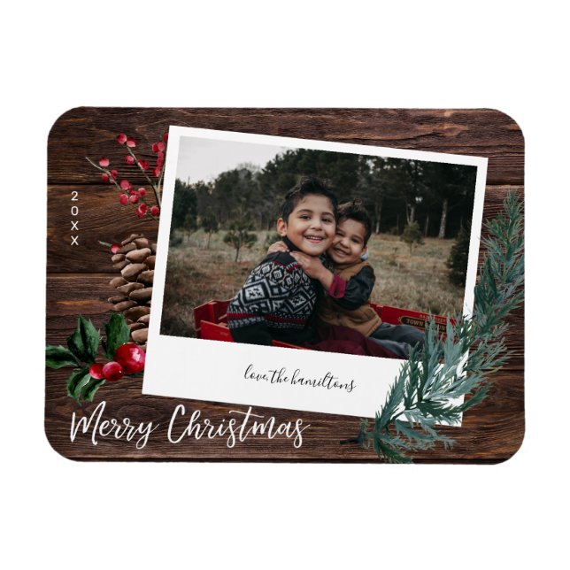 Rustic God jul- Instant Photo Magnet (Horisontell)