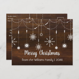 Rustic God jul Land Snowflake Wood Helg Vykort