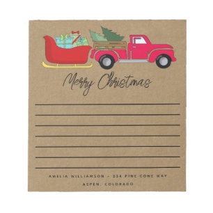 Rustic God jul Lastbil och Sleigh Anteckningsblock