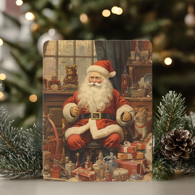 Rustic God jul med Jultomten Julkort (Skapare uppladdad)