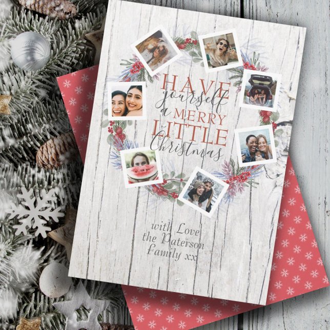 Rustic God jul Photo & botaniskt andetag Julkort (Skapare uppladdad)