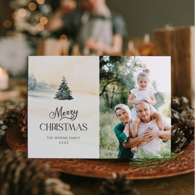 Rustic God jul Photo Julkort (Rustic Merry Christmas Photo Card)