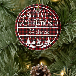 Rustic God jul Red & Black Play Anpassningsbar Julgransprydnad Keramik