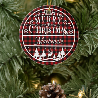 Rustic God jul Red & Black Play Anpassningsbar Julgransprydnad Keramik