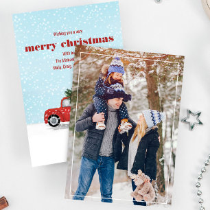 Rustic God jul Red Lastbil One Photo Julkort