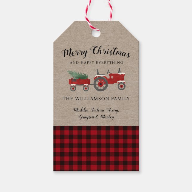 Rustic God jul Red Play Helgdag Presentetikett (Framsidan)