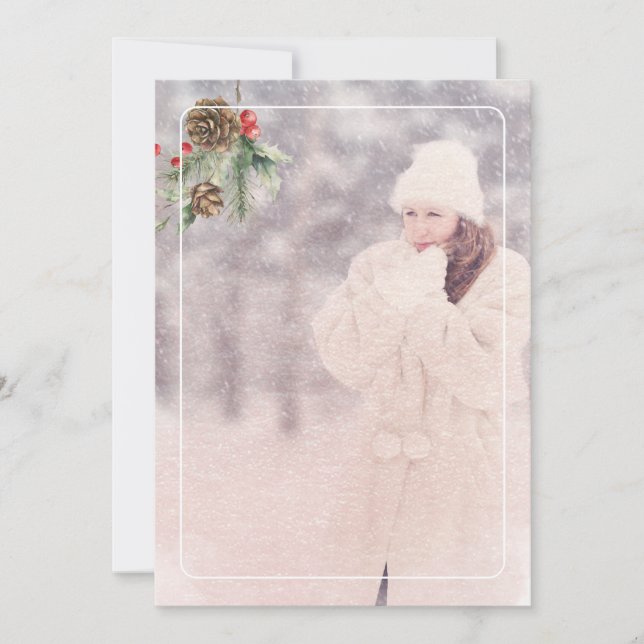 Rustic God jul Rosa Lastbil One Photo Julkort (Framsida)