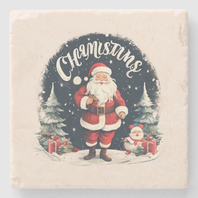 Rustic God jul & Santa Cause Stenunderlägg (Framsidan)