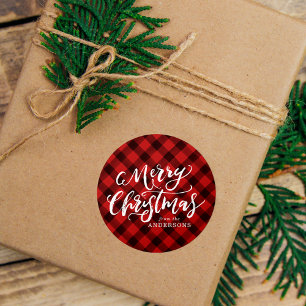 Rustic God jul Script Red Play Runt Klistermärke