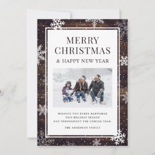 Rustic God jul Snowflake Photo Julkort