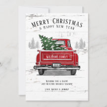 Rustic God jul Träd Vintage Red Lastbil Namn