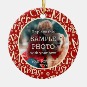 Rustic God jul, två foto, två sidor Julgransprydnad Keramik