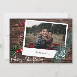Rustic God jul- Wood & Instant Photo Invi Inbjudningar