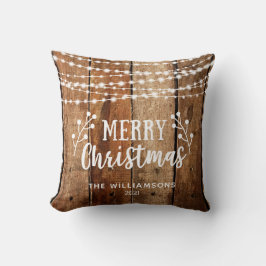 Rustic God jul Wood och Ljus Namn Kudde