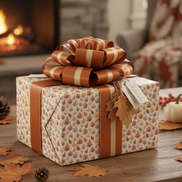 Rustic Gold Brown Maple Leaves Watercolor Pattern Presentpapper