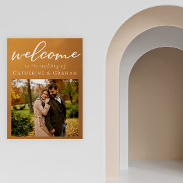 Rustic Gold Engagement Photo Fall Wedding Welcome Poster