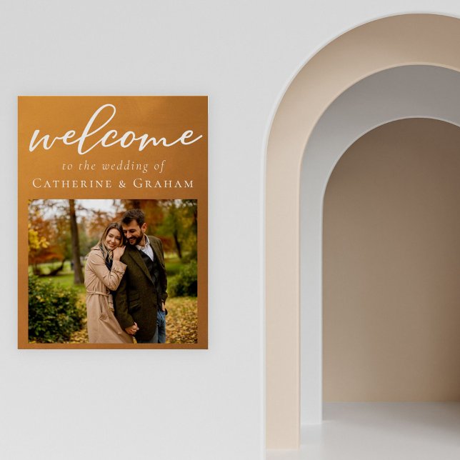 Rustic Gold Engagement Photo Fall Wedding Welcome Poster (Skapare uppladdad)