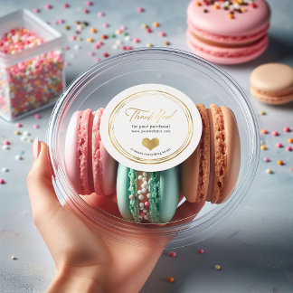 Rustic Gold Foil Minimal Heart Thank You Runt Klistermärke