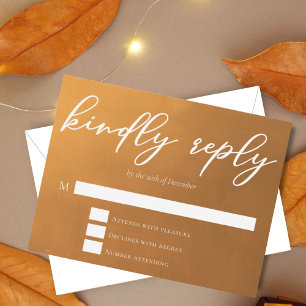Rustic Gold Kindly Reply Simple Fall Wedding OSA Kort