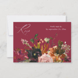 Rustic Gold, Purple & Pink Blommig med Måltid V2- OSA Kort