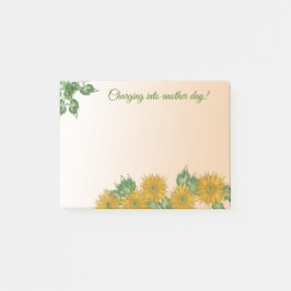 Rustic Golden Flowers, Greenery and Löv Post-it Block