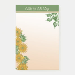 Rustic Golden Flowers, Greenery och Löv Gräns Post-it Block