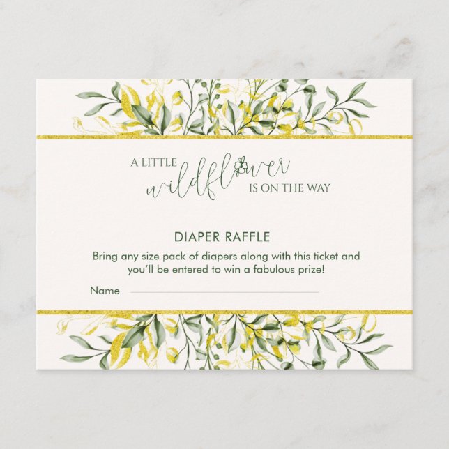 Rustic Golden Frame Baby Shower Diaper Raffle Tilläggskort (Framsida)