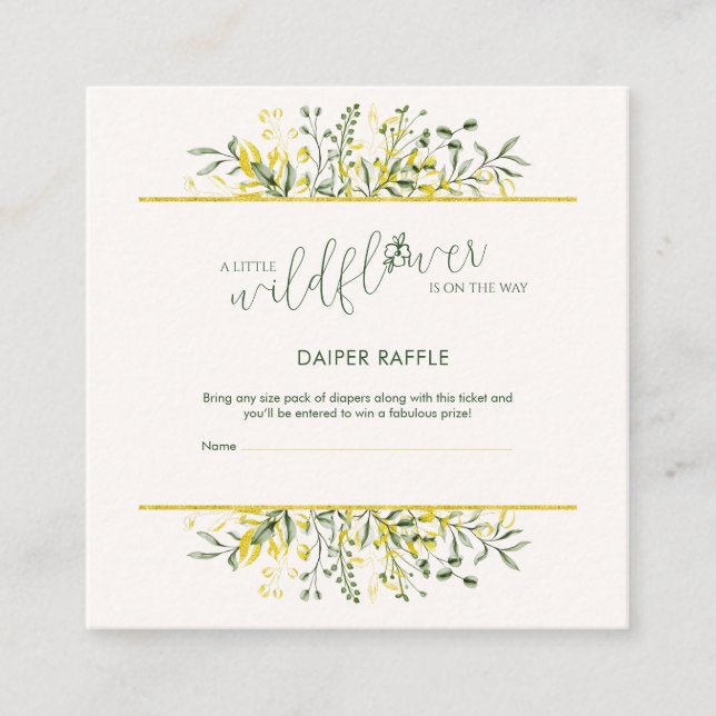 Rustic Golden Frame Wildflower Diaper Raffle Tilläggskort (Framsida)
