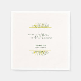 Rustic Golden Frame Wildflower on Way  Baby Shower Pappersservett