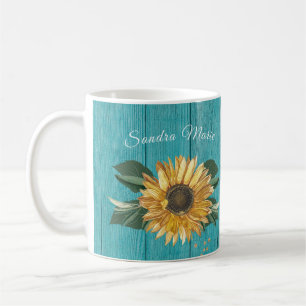 Rustic Golden Gult Solrosellylle NAMN Kaffemugg