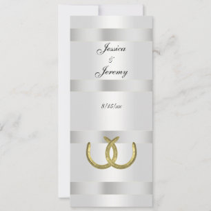 Rustic Golden Horseshoes Silver Wht Menu Cards Inbjudningar
