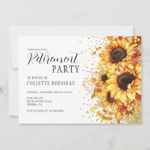 Rustic Golden Solros Blommigt Pension Party Inbjudningar
