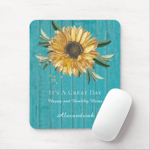Rustic Golden Solros Teal Blue Barn Wood Musmatta