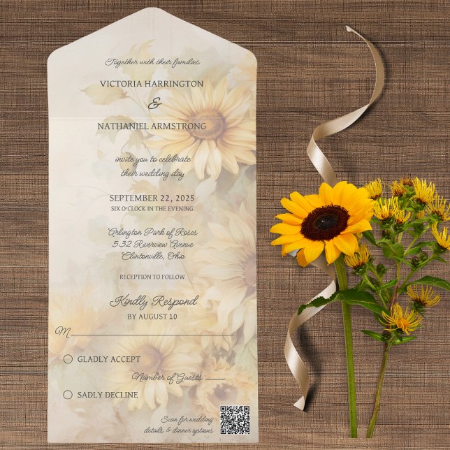 Rustic Golden Sunrows QR-kod (Also available without QR code and with or without dinner options. )