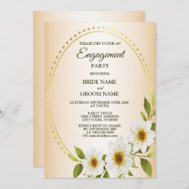 Rustic Golden White Floral Peach Engagement Party Inbjudningar
