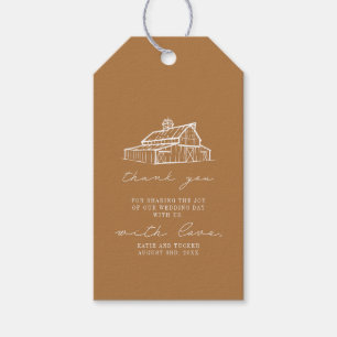 Rustic Goldenrod Barn Farm Bröllop Tack Presentetikett