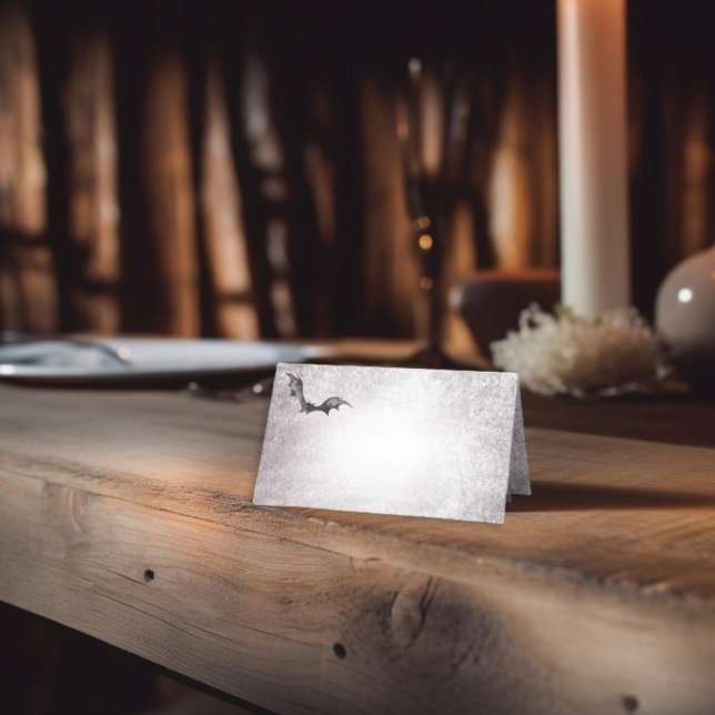 Rustic Gothic Black & Burgundy Halloween Bröllop Placeringskort (Rustic Gothic Black & Burgundy Halloween Wedding Place Card)