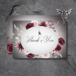 Rustic Gothic Black & Burgundy Halloween Bröllop Tack Kort<br><div class="desc">Gå in i mörk romantik med vår exquisite gothic eller Halloween bröllopsssvit som sömlöst blandar ihop rustik elegans med en gnutta allyr. I bröllop är du förträfflig med krånglig rosa, burgundi och svarta blommigtar. Tack för att du är ett mästerverk som fångar kärnan i din unika kärlek-historia. Mot bakgrund av...</div>