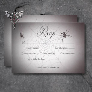 Rustic Gothic Black & Burgundy Halloween-middag OSA Kort