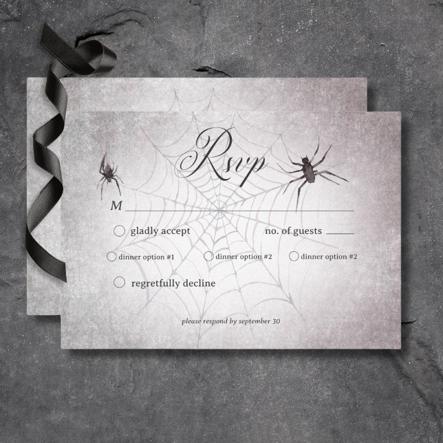 Rustic Gothic Black & Burgundy Halloween-middag OSA Kort (Skapare uppladdad)