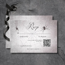Rustic Gothic Black & Burgundy Halloween QR-kod OSA Kort