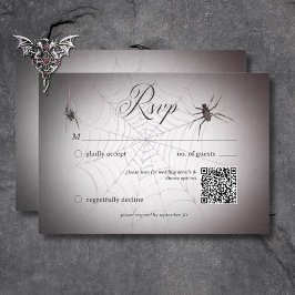 Rustic Gothic Black & Burgundy Halloween QR-kod OSA Kort
