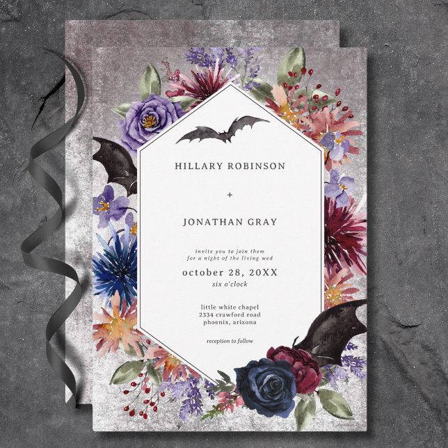 Rustic Gothic Färg Halloween Bröllop Inbjudningar (Rustic Gothic Colors Halloween Wedding Invitation)
