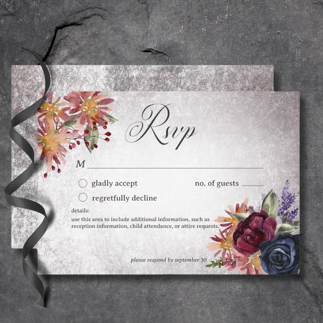 Rustic Gothic Färg Halloween Bröllop, ingen middag OSA Kort (Rustic Gothic Colors Halloween Wedding No Dinner RSVP Card)